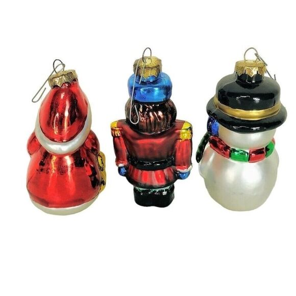 Vintage mercury Glass Snowman Santa Claus Nutcracker 3" Christmas Ornaments - Picture 5 of 7